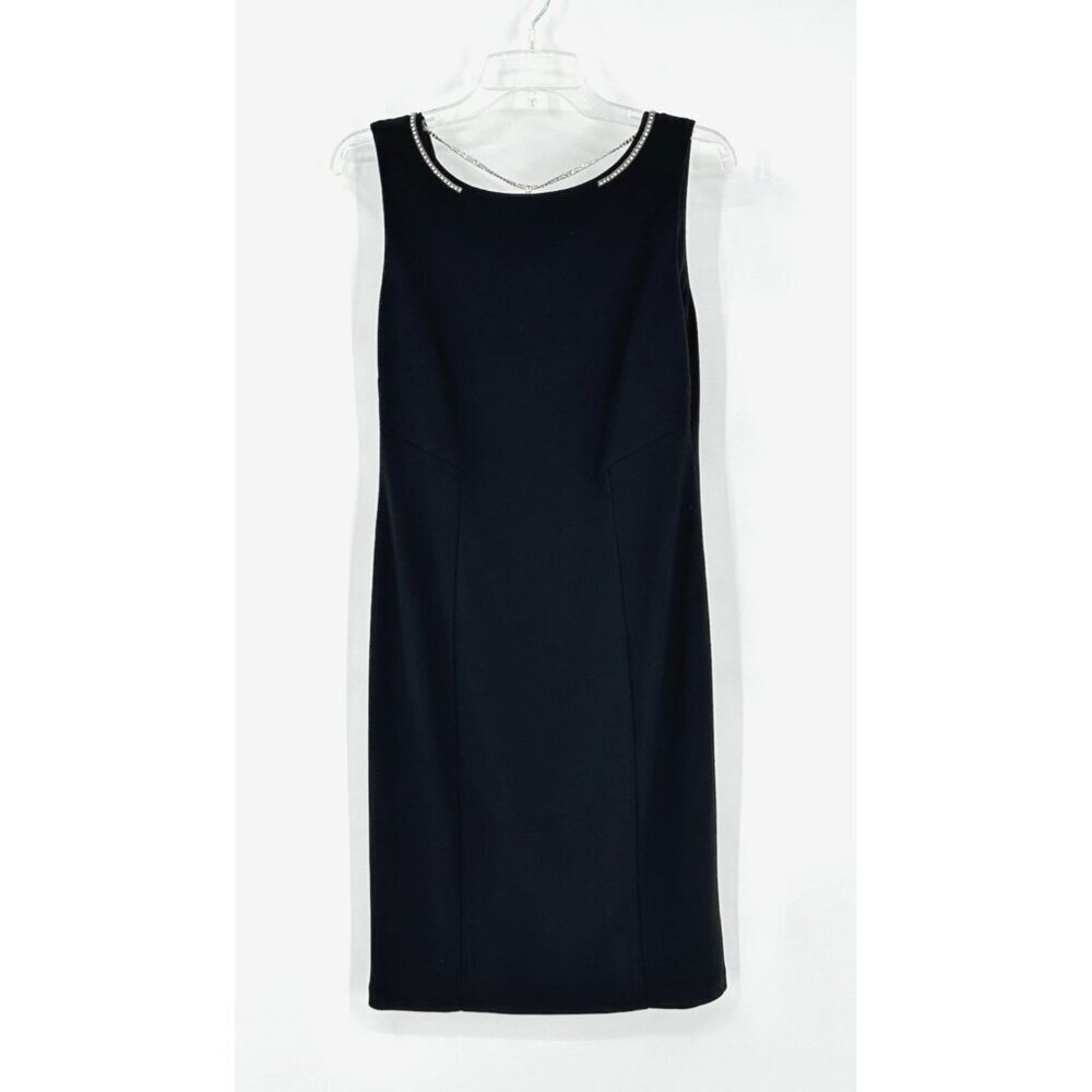 JOSEPH RIBKOFF dress sheath black lbd 10 jewel chain formal cocktail party - Picture 5 of 16